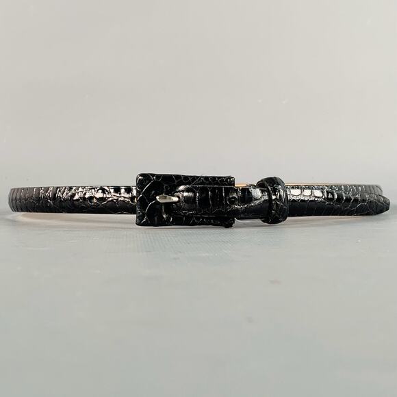 WCM NEW YORK Accessories - WCM NEW YORK Size S Black Alligator Leather Skinny Belt
